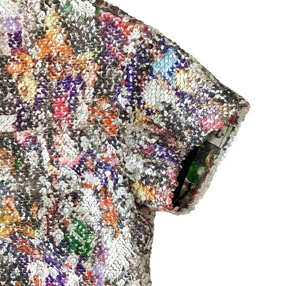 OPENING CEREMONY Size 2 Girl Collage Sequin Blouse Top Multi-Color Print - Picture 4 of 12